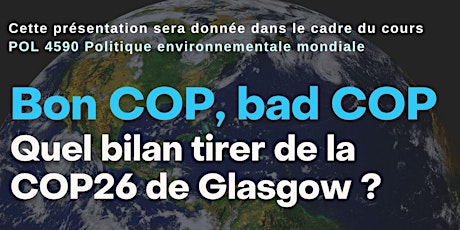 Bon COP, bad COP.   Quel bilan tirer de la COP26 de Glasgow ? billets