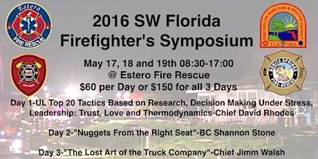 2016 SW FL Firefighter Symposium Featuring David Rhodes, Shannon Stone and Jimm Walsh (3 Day) primary image