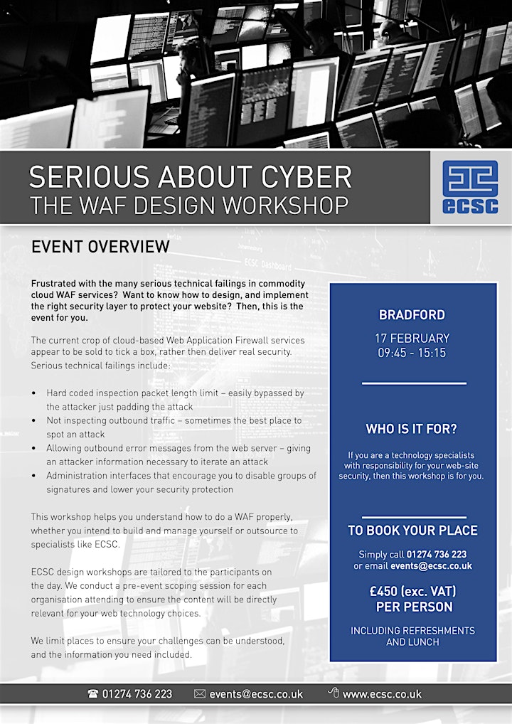 
		SERIOUS ABOUT CYBER - THE WAF DESIGN WORKSHOP image
