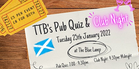 TTB's Pub Quiz & Club Night! tickets