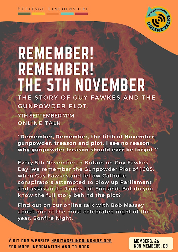 ONLINE TALK Remember! Remember! the 5th November: the story of Guy Fawkes image
