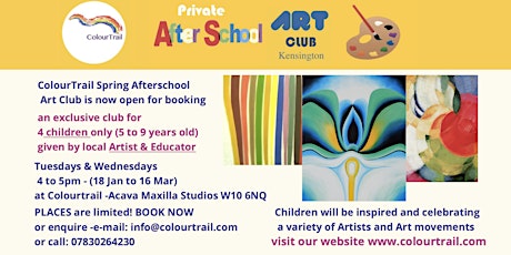 Spring Afterschool  Children Art Club by ColourTrail 2022 KENSINGTON tickets