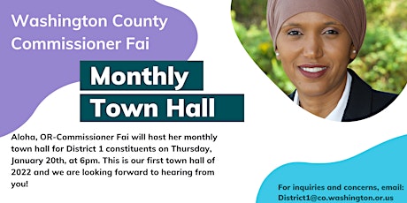 Commissioner Fai's January 2022 Town Hall tickets