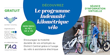 Séance d'information :  Programme d'indemnité kilométrique vélo billets