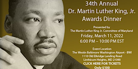 34th Annual Dr. Martin Luther King, Jr. Awards Dinner tickets