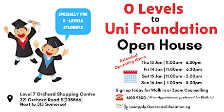 O Levels to Australia/UK/NZ Unis Info & Application Day (Thurday to Sunday)