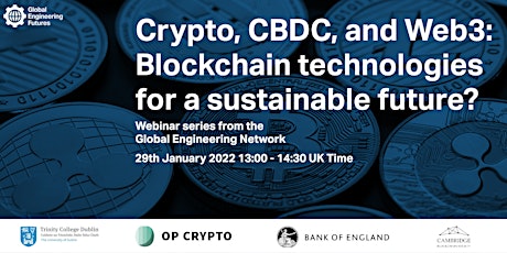 Crypto, CBDC, and Web3: Blockchain technologies for a sustainable future? biglietti