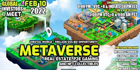 Metaverse Real Estate, P2E Gaming & NFT  - Global Crypto Investor eMeet tickets