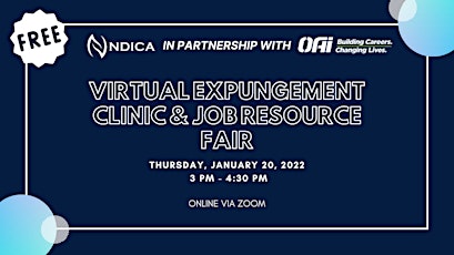 FREE VIRTUAL EXPUNGEMENT CLINIC & JOB RESOURCE FAIR tickets