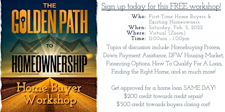 The Golden Path To Homeownership Online Homebuyer Workshop tickets