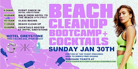Beach cleanup, Bootcamp & cocktails tickets