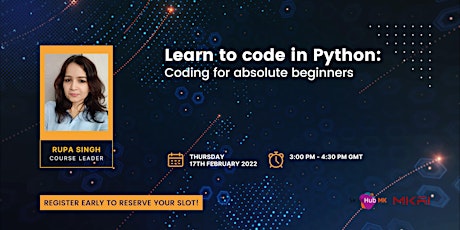 Learn to code in Python : Coding for absolute beginners tickets
