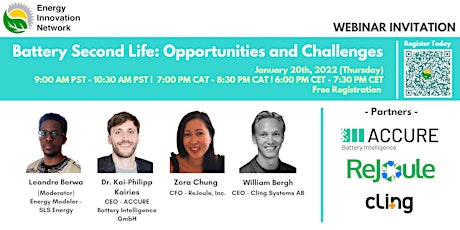 Webinar: Battery Second Life: Opportunities and Challenges tickets