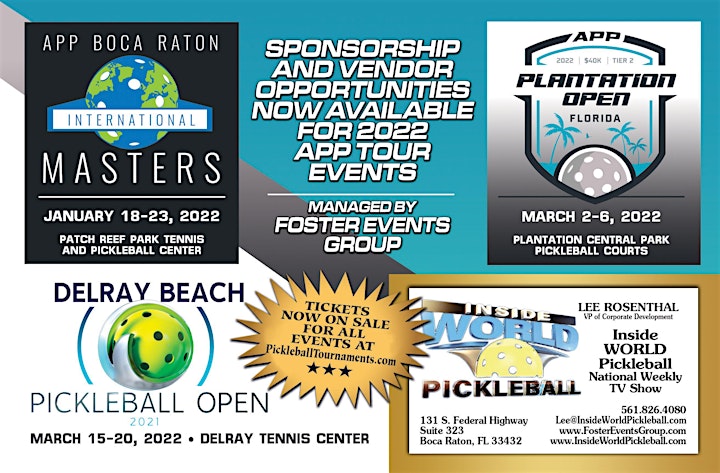 2022 APP Boca Raton 75K Masters ..USA Pickleball GOLDEN TICKET Series event image