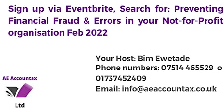 Prevent Financial Fraud & Errors in Your Not-For-Profit Organisation Feb 22 tickets