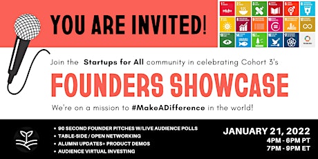 FOUNDERS SHOWCASE - Cohort 3 - Startups for All Tickets