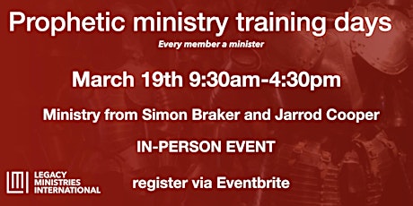 Prophetic ministry training days tickets
