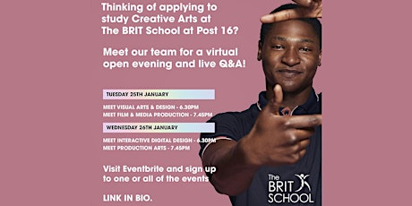 Productionarts_@ The BRIT School - Virtual Open Event biglietti