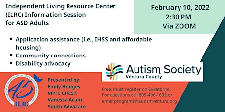 Independent Living Resource Center Information Session for ASD Adults tickets