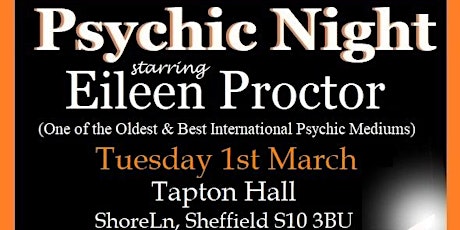 Psychic/Mediumship Night – Tapton Hall  (Sheffield) – Eileen Proctor tickets