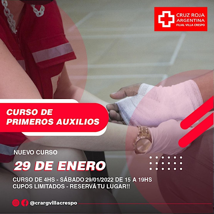 Imagen de Curso de Primeros Auxilios de 4 hs. en Cruz Roja (29-01-22) 15 a 19 hs.