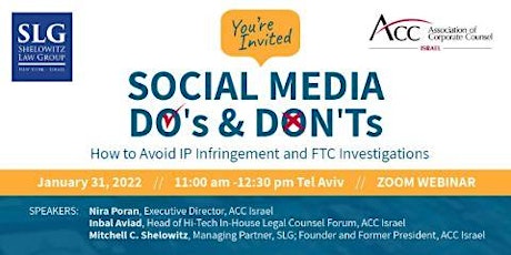 Social Media:Do's & Don'ts, How to Avoid IP Infrigement  & more, Shelowitz tickets