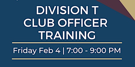 Division T Club Officer Training tickets