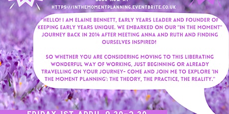 Planning in the moment day course- with Elaine Bennett ( via zoom) primary image