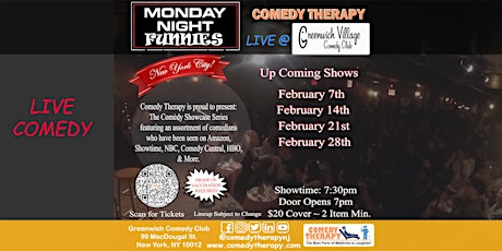 Monday Night Funnies @ Greenwich Village Comedy Club - Feb 7th tickets