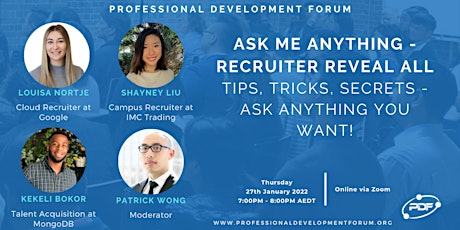 Recruiter Reveal ALL - Tips, Tricks, Secrets -  Ask me Anything! tickets