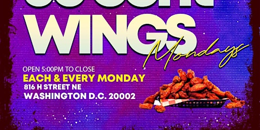 .50 cent  Wings All Night on Mondays! @ Wasted Lounge DC!!