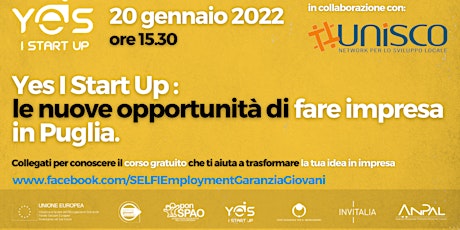 Yes I Start Up :  le nuove opportunità di fare impresa in Puglia. biglietti