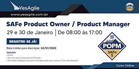 Imagem principal do evento SAFe Product Owner/Product Manager com certificação SAFe® -OnLine-Português