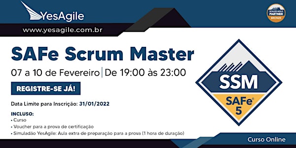 SAFe Scrum Master com certificação SAFe® SSM - OnLine - Português