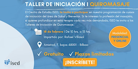 Taller de iniciación de Quiromasaje - BIO 18 febrero MAÑANA entradas