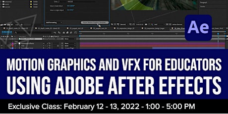 Motion Graphics and VFX for Educators using Adobe After Effects tickets