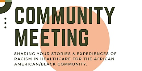Community meeting: Sharing stories & experiences of racism in healthcare tickets