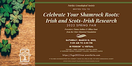 Imagem principal do evento VENDOR Registration: Your Shamrock Roots: Irish and Scots-Irish Research