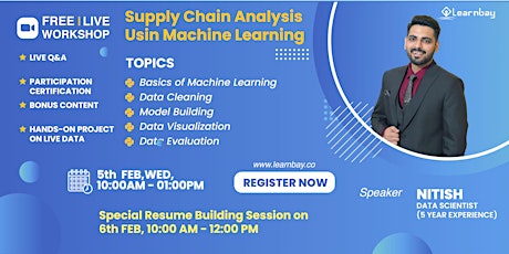 LIVE Masterclass on Supply Chain Analysis using Machine Learning tickets