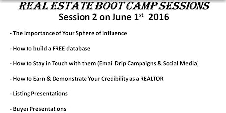 REAL ESTATE BOOT CAMP SESSION 2 primary image