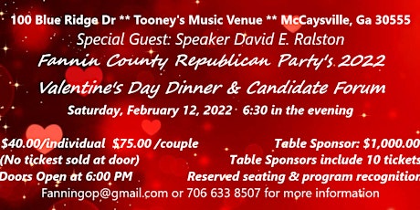 Fannin County GOP  2022 Valentine Dinner tickets