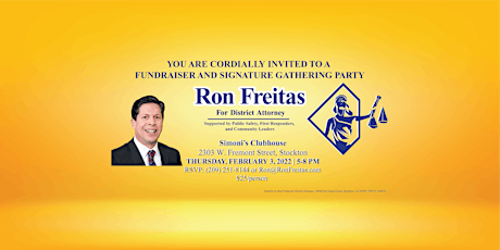 Fundraiser and Signature Gathering Party for Ron Freitas for DA tickets