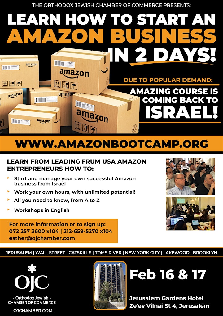 AMAZON -ISRAEL  2 DAY SEMINAR -BY THE  ORTHODOX JEWISH CHAMBER OF COMMERCE image