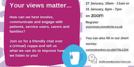 Your views matter - Service User and Carer Experience and Involvement tickets