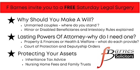 FREE Saturday Morning Legal Surgery -Inheritance Tax & Estate Planning Tips tickets