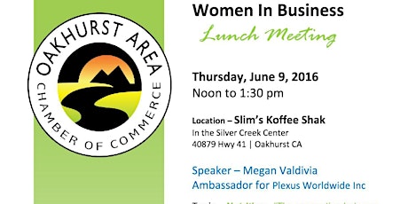 WIB - Oakhurst Chamber - Women in Business - June Lunch Meeting Networking primary image