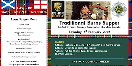 Traditional Burns Supper hosted by The Scots Guards Association primary image