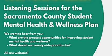 Listening Sessions - Sacramento Student Mental Health and Wellness Plan tickets