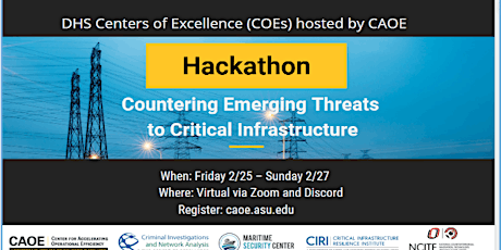 Hackathon: Countering Emerging Threats to Critical Infrastructure tickets