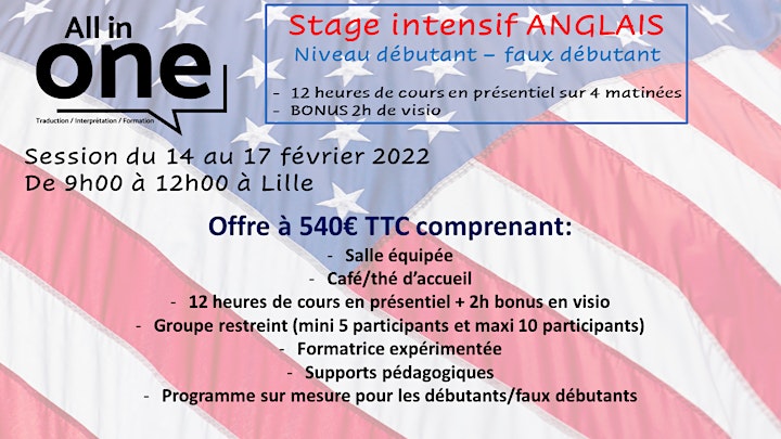 Stage intensif ANGLAIS - LILLE image